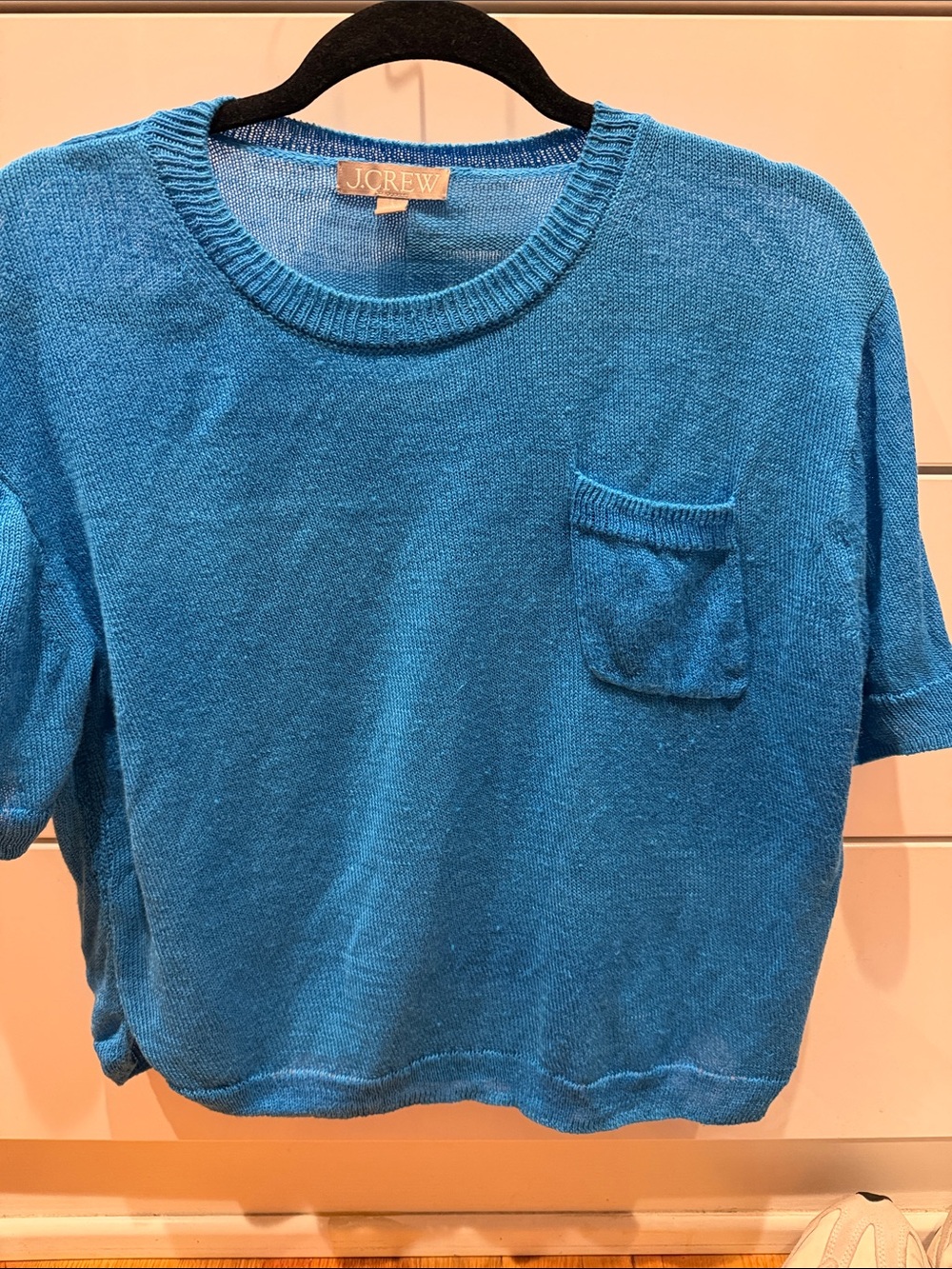 J. Crew relaxed tee pocket sweater with Pocket vibrant blue size S